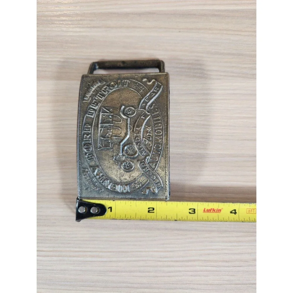 Vintage HENRY FORD Detroit Automobile Record Year Model‎ T Brass Belt Buckle